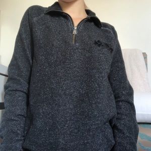 ROOTS black speckled quarter zip, size S